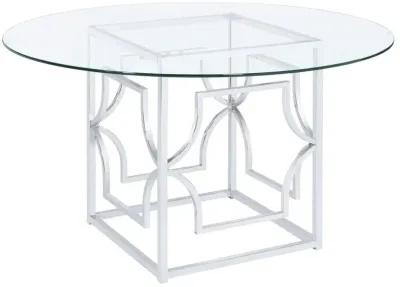 Starlight Round Glass Top Dining Table Clear and Chrome