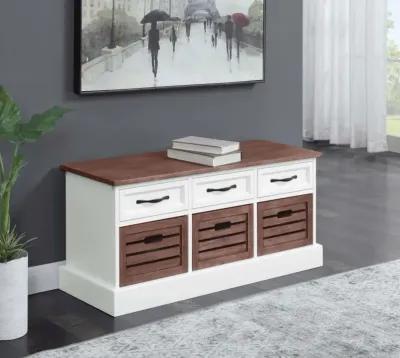 Alma 3-drawer Storage Bench Weathered Brown and White