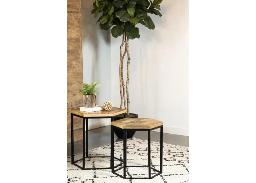 Adger 2-piece Hexagon Nesting Tables Natural and Black