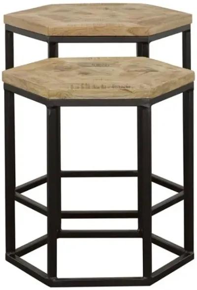 Adger 2-piece Hexagon Nesting Tables Natural and Black