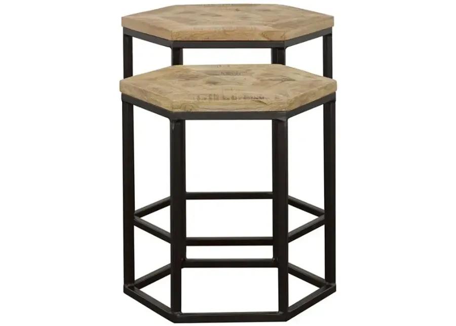 Adger 2-piece Hexagon Nesting Tables Natural and Black