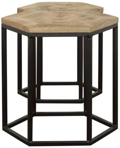 Adger 2-piece Hexagon Nesting Tables Natural and Black