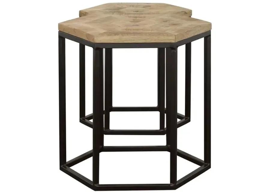 Adger 2-piece Hexagon Nesting Tables Natural and Black