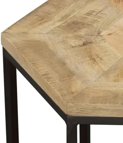 Adger 2-piece Hexagon Nesting Tables Natural and Black