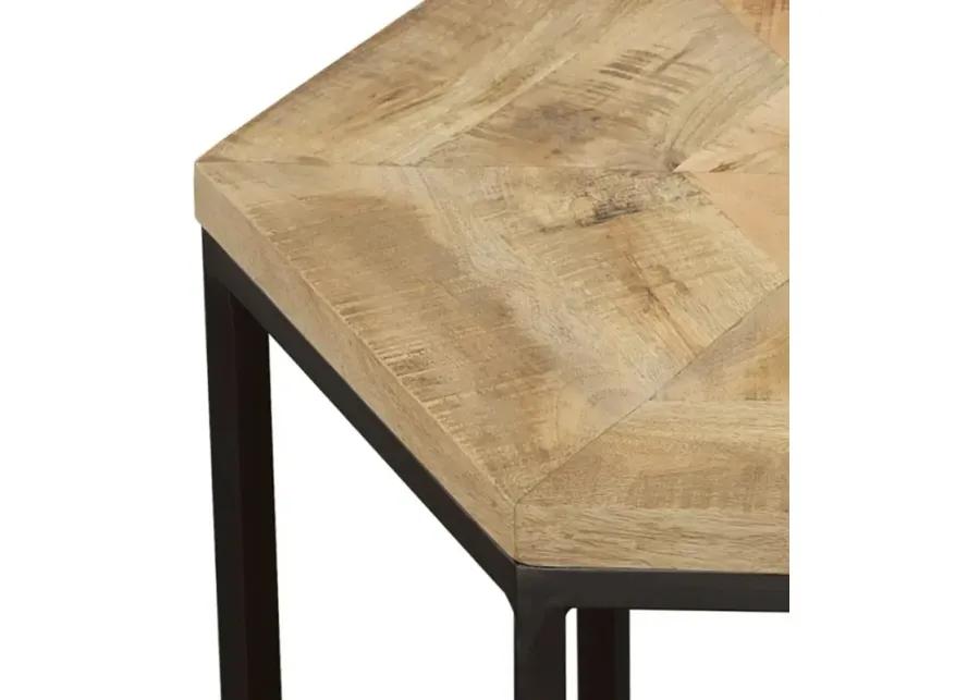 Adger 2-piece Hexagon Nesting Tables Natural and Black