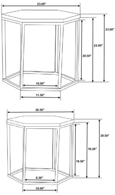 Adger 2-piece Hexagon Nesting Tables Natural and Black