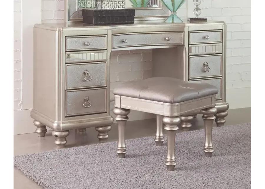 Bling Game 9-drawer Vanity Desk Metallic Platinum