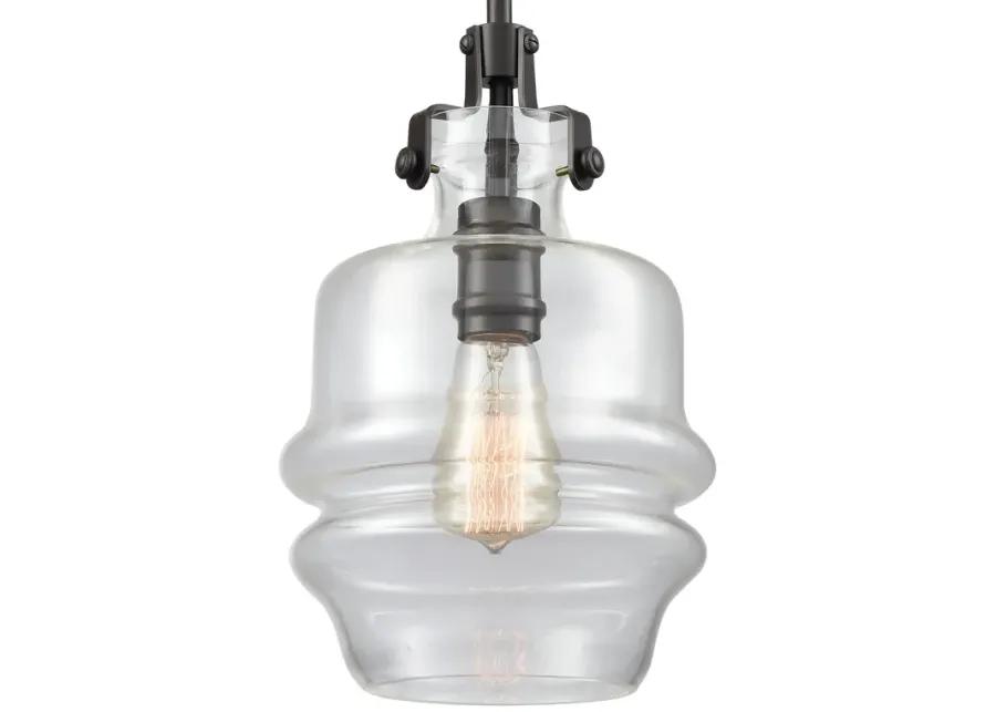 Zumbia 1-Light Mini Pendant in Oil Rubbed Bronze with Clear Glass