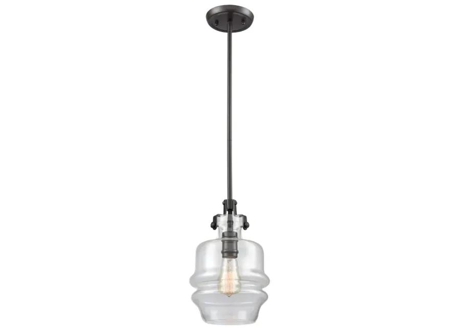 Zumbia 1-Light Mini Pendant in Oil Rubbed Bronze with Clear Glass