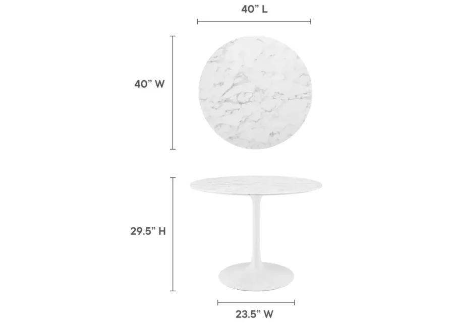 Lippa 40" Round Artificial Marble Dining Table