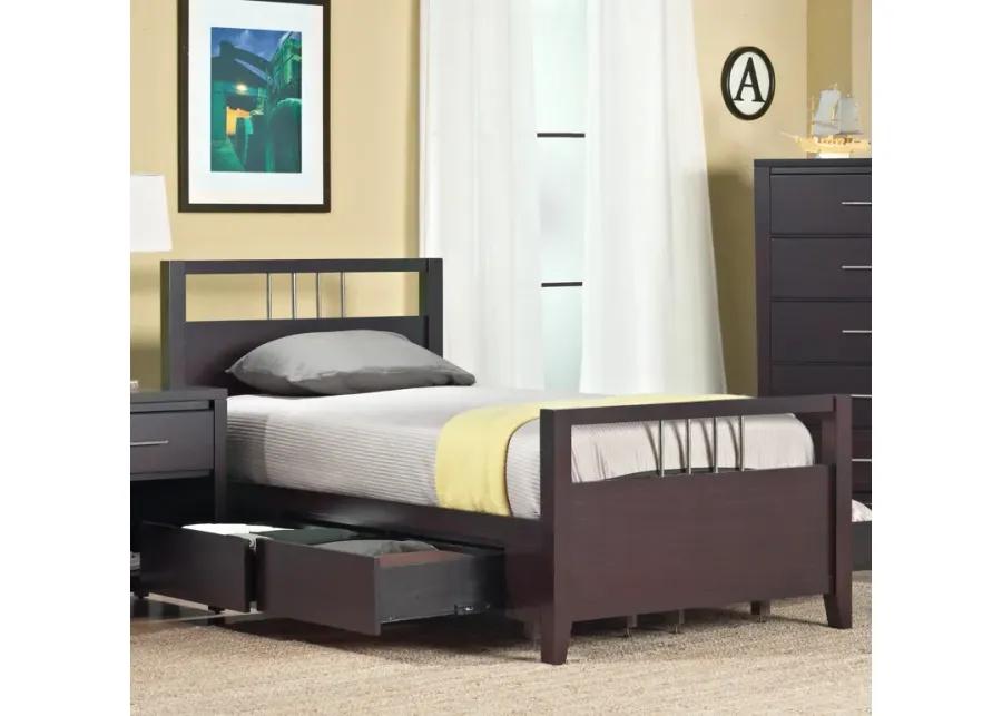 Nevis Twin-size Platform Storage Bed in Espresso