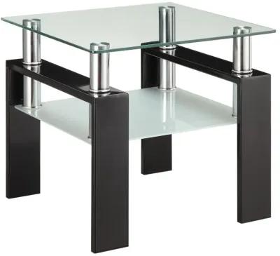 Dyer Tempered Glass End Table with Shelf Black