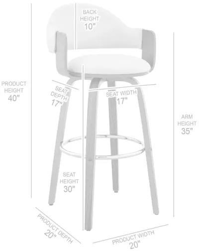 Daxton 30" Gray Faux Leather and Walnut Wood Bar Stool