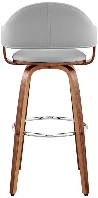 Daxton 30" Gray Faux Leather and Walnut Wood Bar Stool