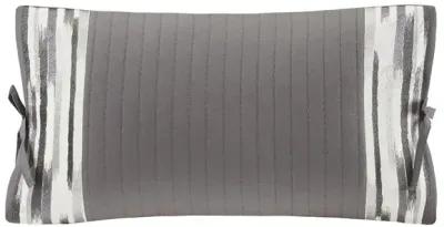 N Natori Hanae Grey Embroidered Cotton Oblong Decorative Pillow