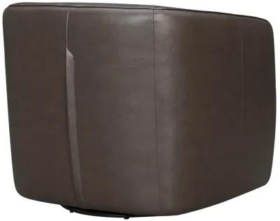 Aries Espresso Genuine Leather Swivel Barrel Chair