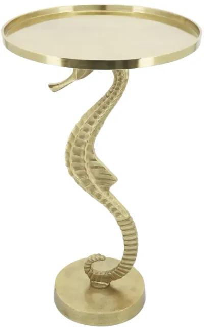 Metal, 24" Seahorse Side Table, Gold