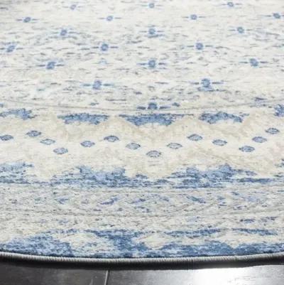 Brentwood 899 Light Grey / Blue 4' X 4' Round Round Powerloomed Rug