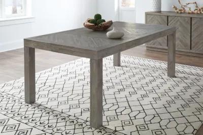 Herringbone Solid Wood Rectangular Dining Table in Rustic Latte