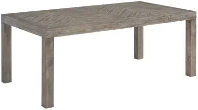 Herringbone Solid Wood Rectangular Dining Table in Rustic Latte