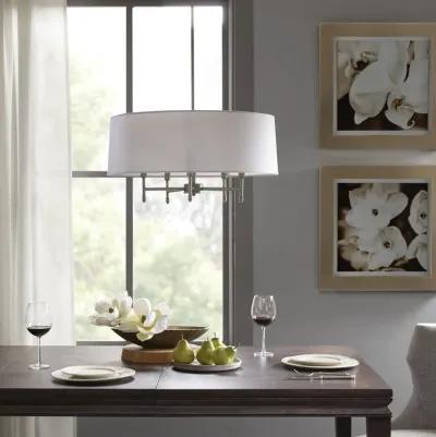 Hampton Hill Presidio Silver/White 5-Light White Drum Shade Chandelier