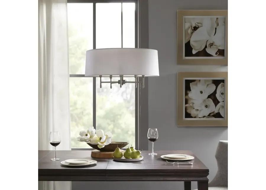 Hampton Hill Presidio Silver/White 5-Light White Drum Shade Chandelier