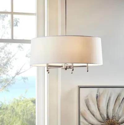 Hampton Hill Presidio Silver/White 5-Light White Drum Shade Chandelier