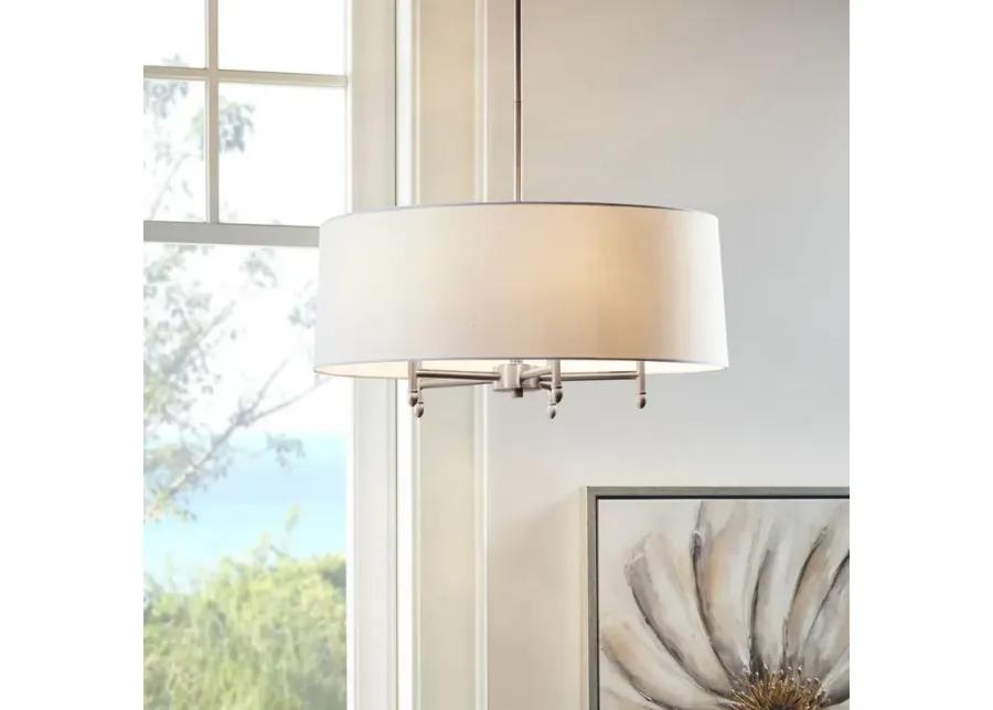 Hampton Hill Presidio Silver/White 5-Light White Drum Shade Chandelier