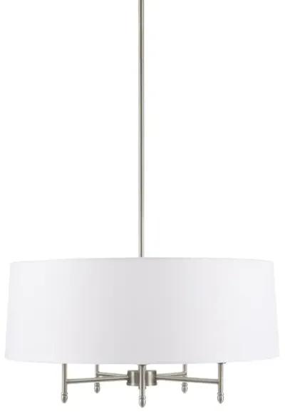 Hampton Hill Presidio Silver/White 5-Light White Drum Shade Chandelier