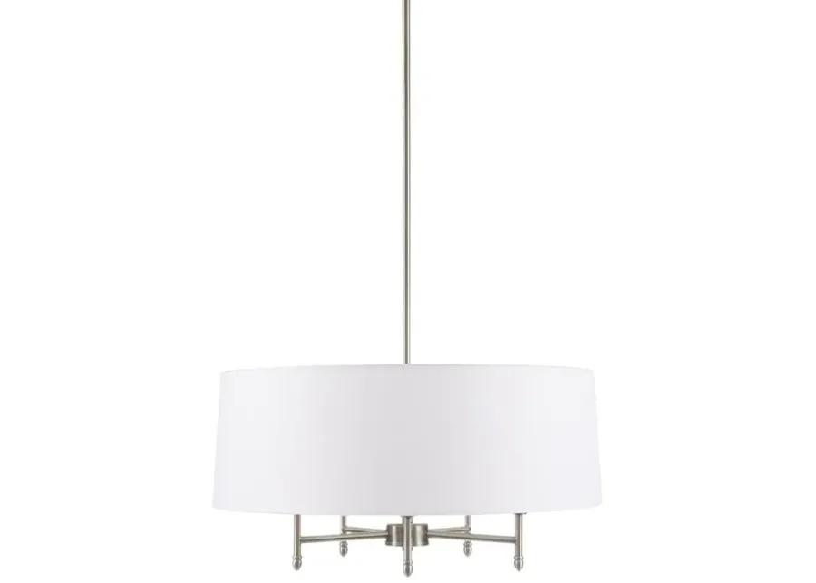 Hampton Hill Presidio Silver/White 5-Light White Drum Shade Chandelier