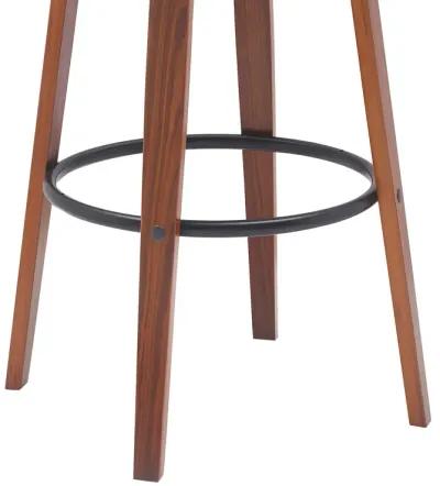 Willow 25.5" Swivel Walnut Wood Counter Stool in Black Faux Leather with Golden Bronze Metal