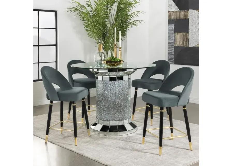 Ellie 5-piece Pedestal Counter Height Dining Room Set Mirror and Grey