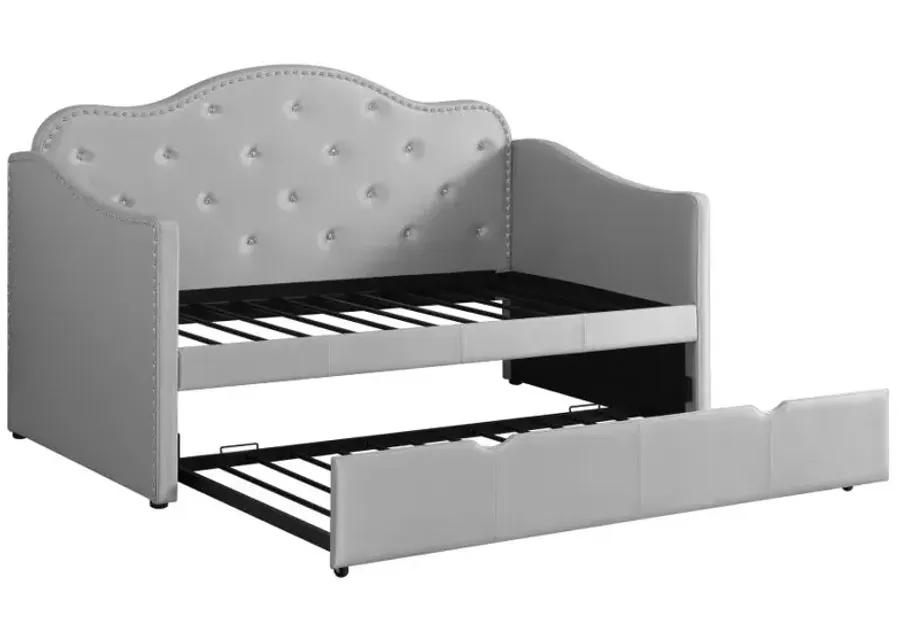 Elmore Upholstered Twin Daybed with Trundle Pearlescent Grey