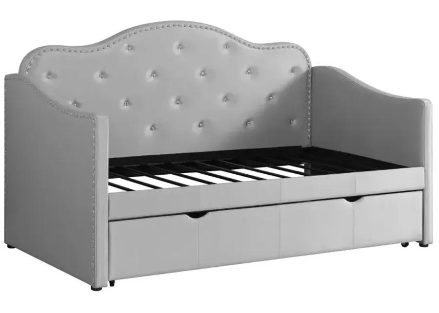 Elmore Upholstered Twin Daybed with Trundle Pearlescent Grey