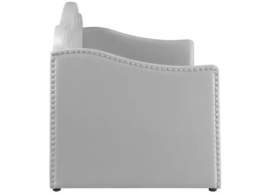 Elmore Upholstered Twin Daybed with Trundle Pearlescent Grey