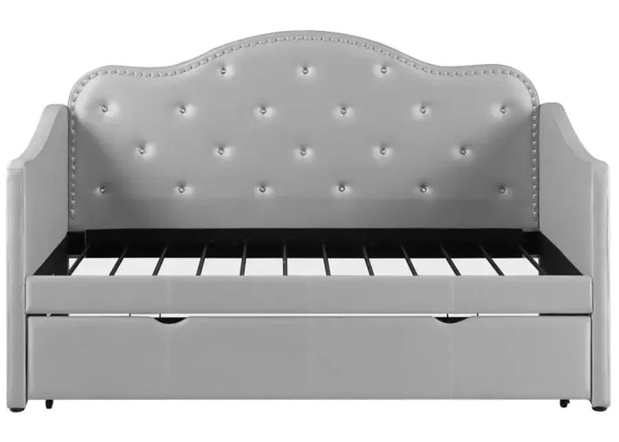 Elmore Upholstered Twin Daybed with Trundle Pearlescent Grey