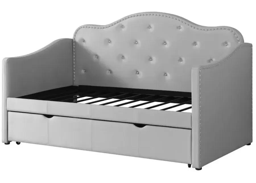 Elmore Upholstered Twin Daybed with Trundle Pearlescent Grey