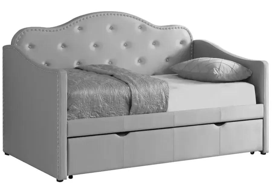 Elmore Upholstered Twin Daybed with Trundle Pearlescent Grey