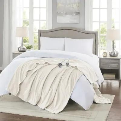 Beautyrest Electric Micro Fleece Ivory Heated Blanket