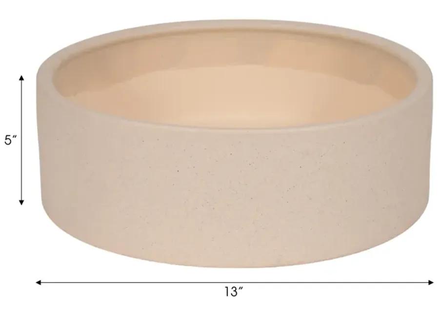 13" Sandy Round Bowl Planter, Ivory