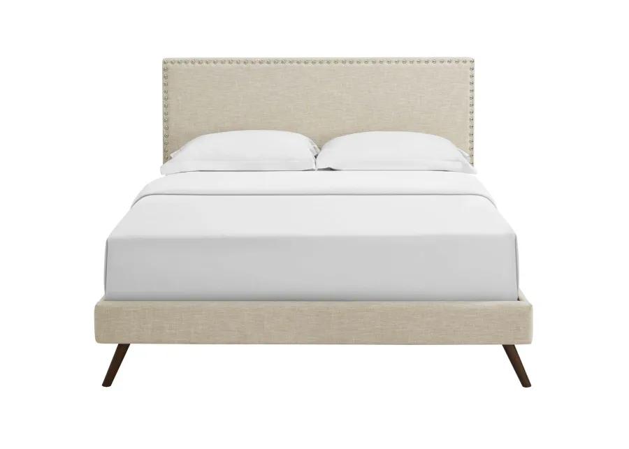 Macie Queen Fabric Platform Bed with Round Splayed Legs