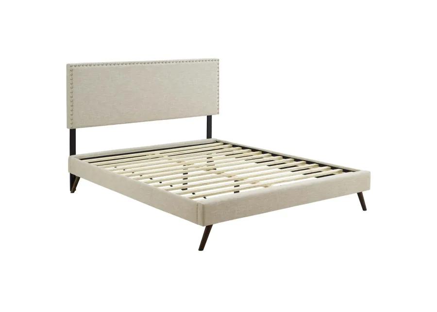 Macie Queen Fabric Platform Bed with Round Splayed Legs