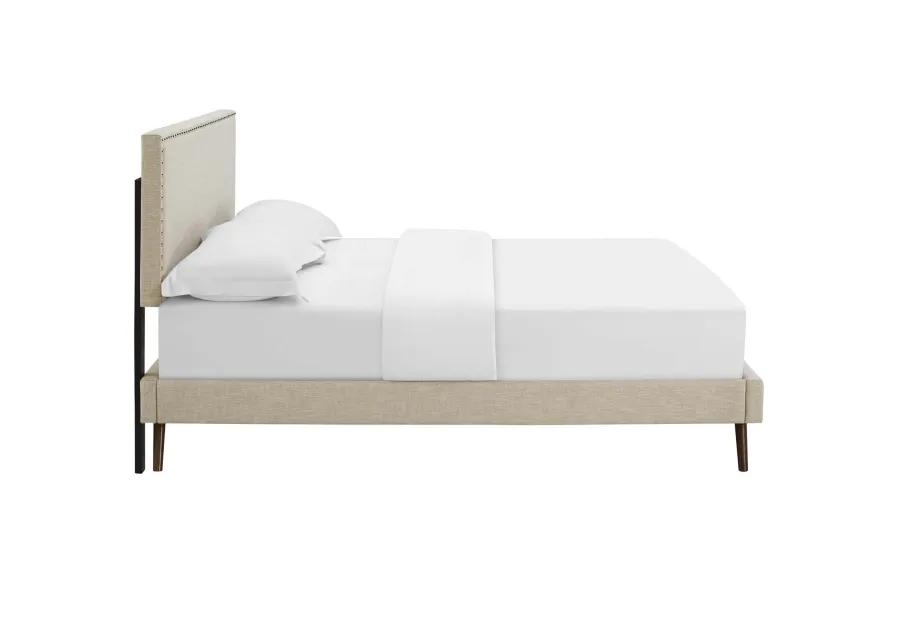 Macie Queen Fabric Platform Bed with Round Splayed Legs