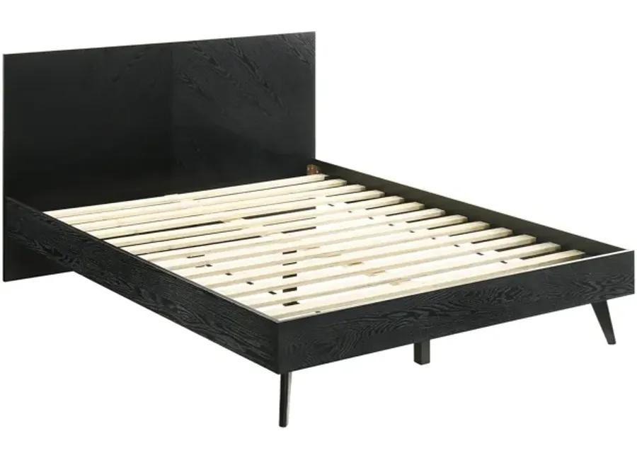 Petra Queen Platform Wood Bed Frame in Black Finish