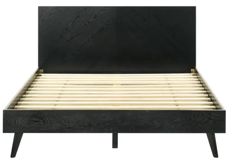 Petra Queen Platform Wood Bed Frame in Black Finish