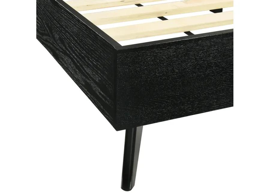 Petra Queen Platform Wood Bed Frame in Black Finish