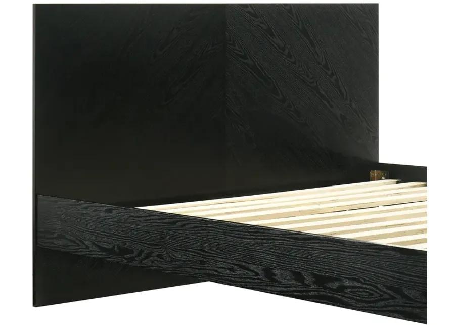 Petra Queen Platform Wood Bed Frame in Black Finish