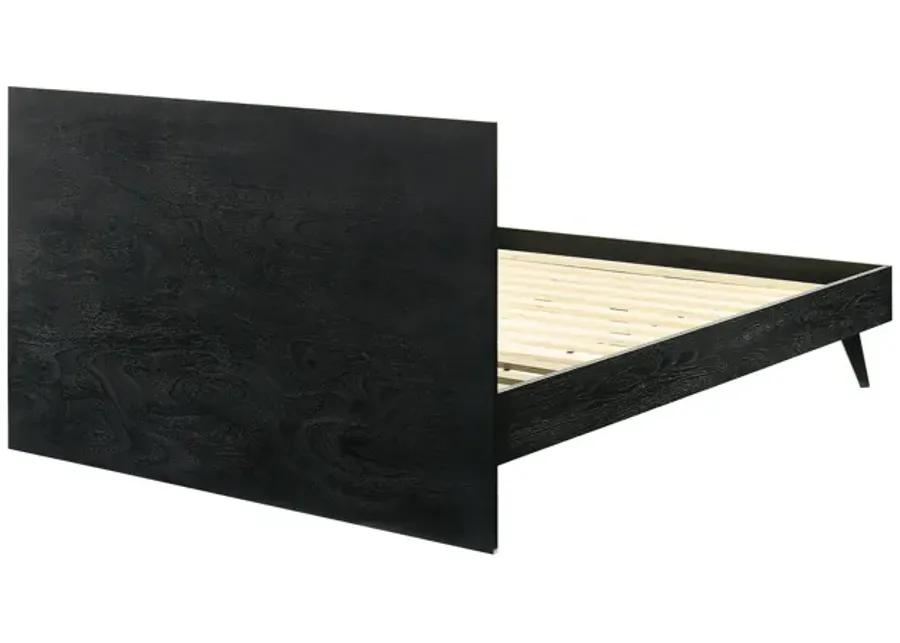 Petra Queen Platform Wood Bed Frame in Black Finish