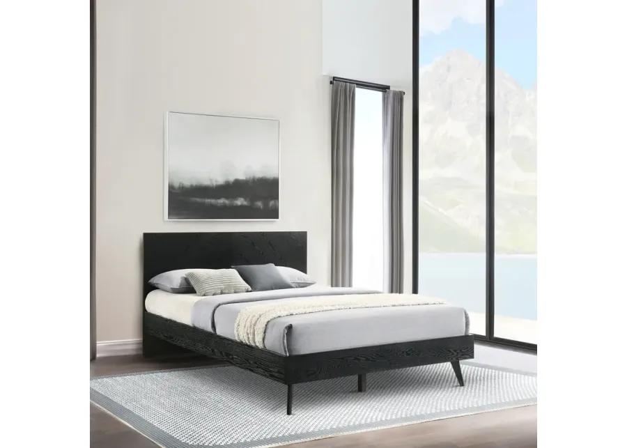 Petra Queen Platform Wood Bed Frame in Black Finish