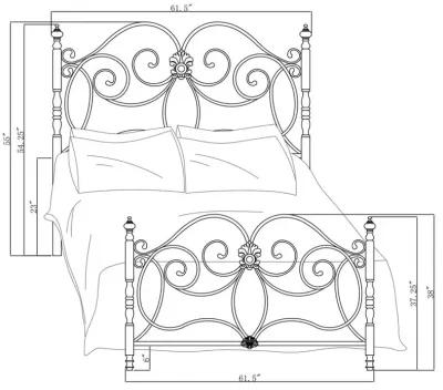 London Queen Metal Scroll Bed Dark Bronze